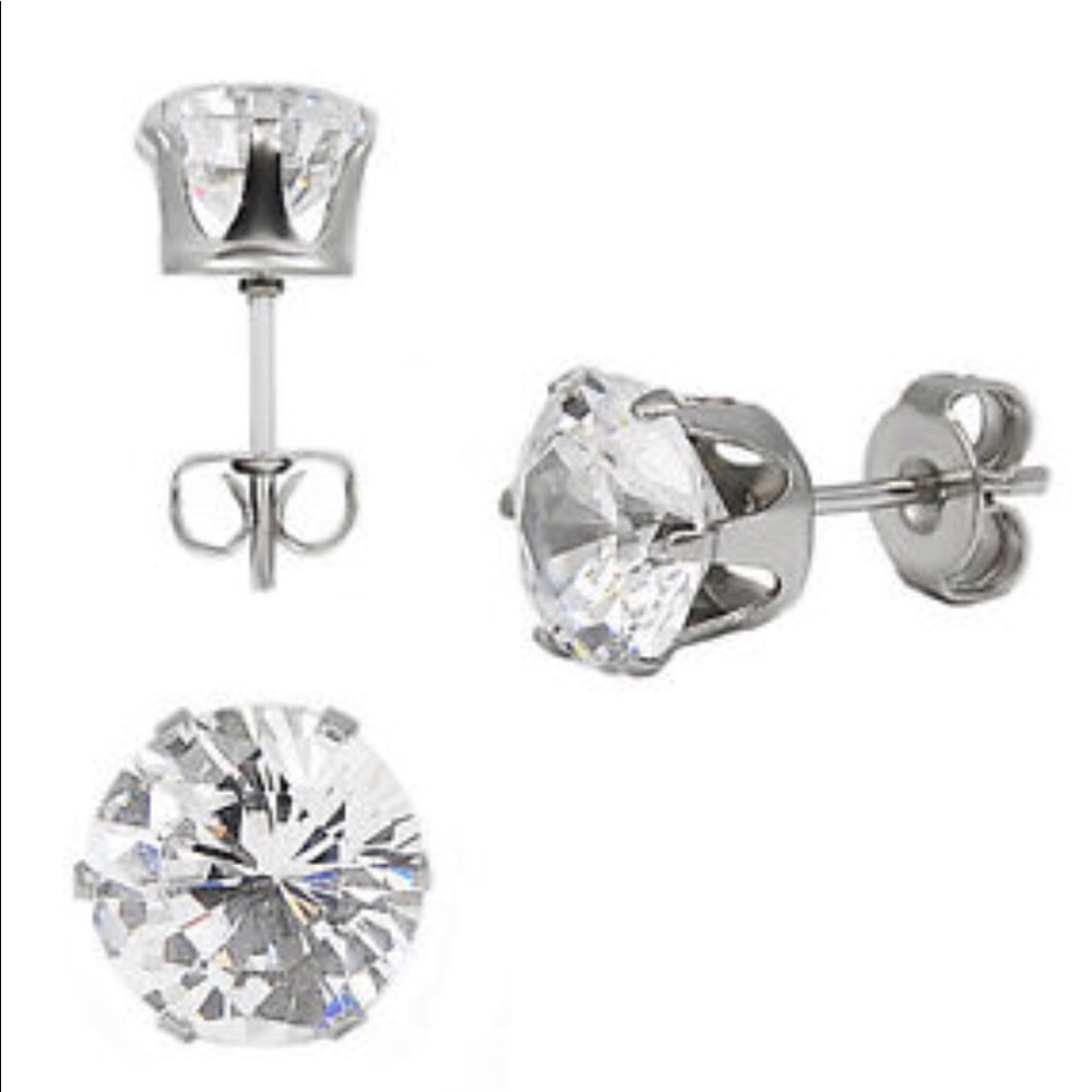 3/4 carat each Sterling Silver CZ earring studs